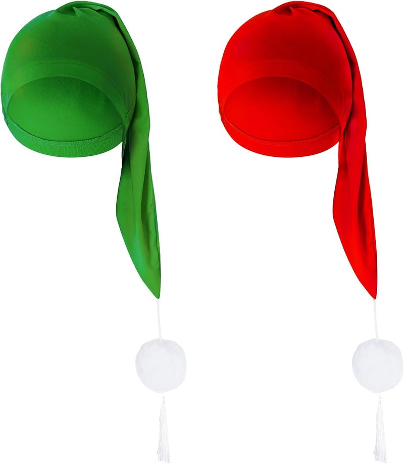 cnomg 2pcs Men's Night Sleeping Cap Adjustable Pajama Cap with Pom Ball and Tassel Women Daily Use - Image 1